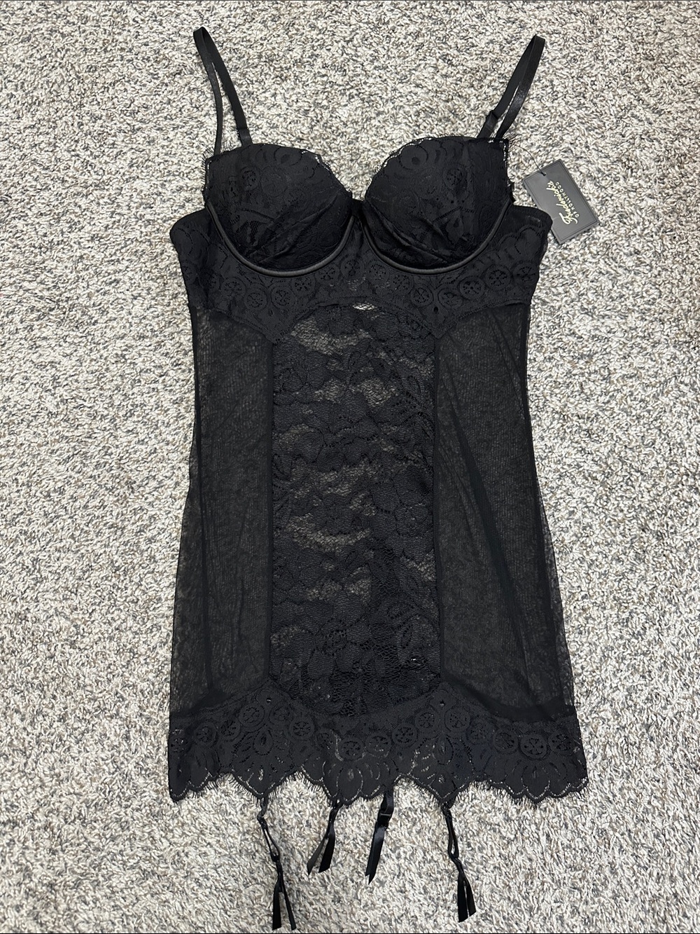 Frederick's of Hollywood Black Lace Lingerie with Garters